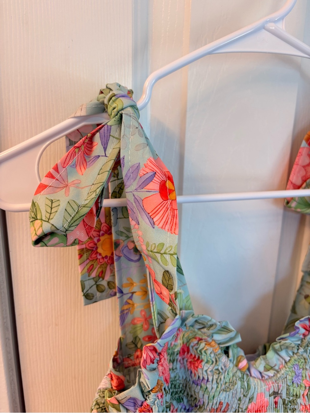 Floral Smocked Maxi Dress - Pink & Green Women’s Size S - Picture 6 of 8